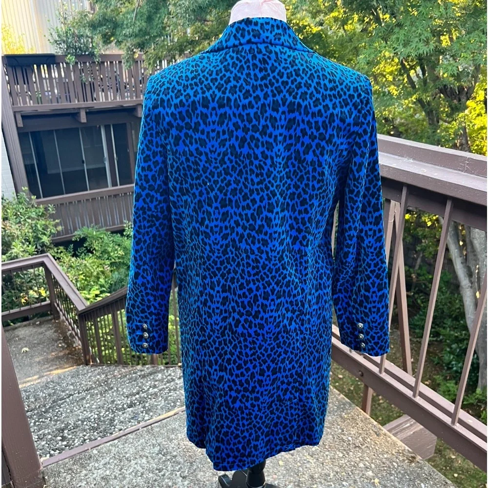 Jacket-Blue leopard velvet feel, rare, funky, DG2, Diane Gilman, fits 6/8 - Picture 3 of 12